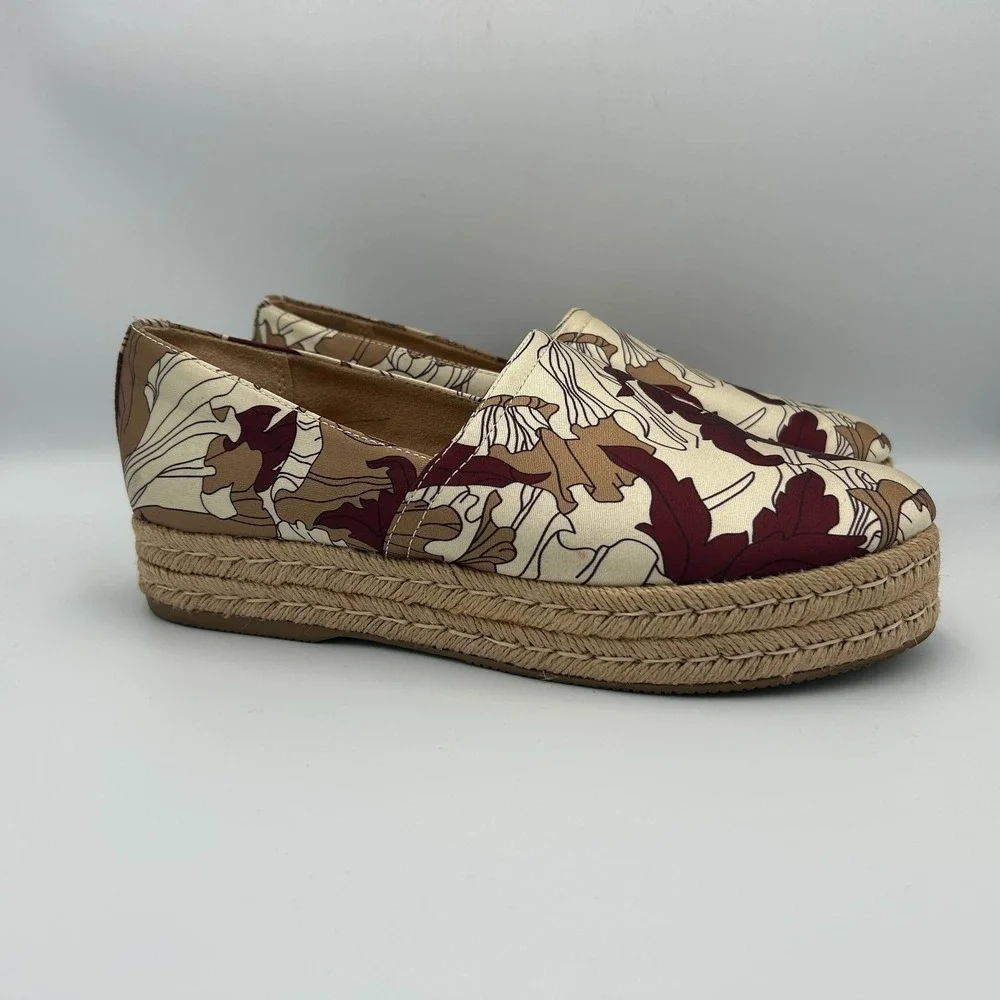 Naturalizer Thea 3 Platform Espadrille Womens 10 Slip On Raffia Floral Canvas